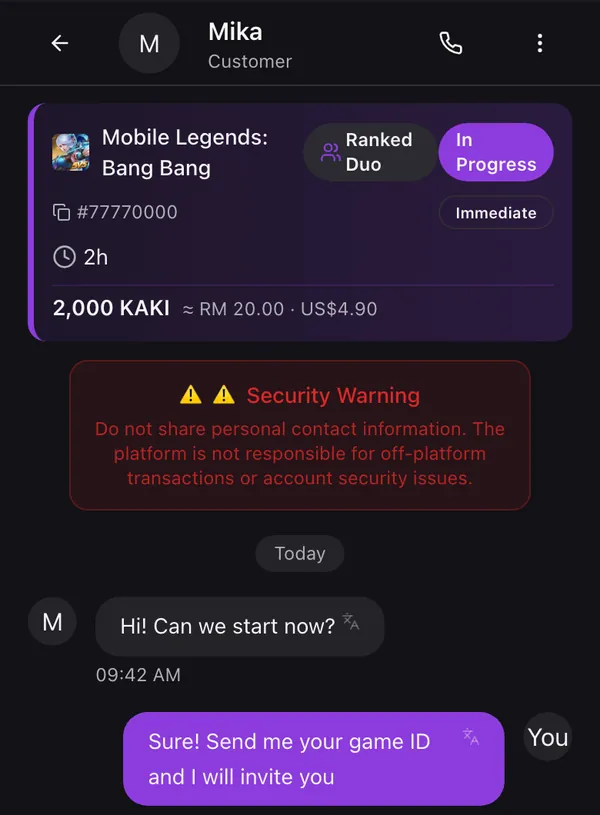 Chat and start playing
